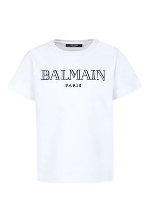 tshirt in cotone bianco BALMAIN PARIS KIDS | BV8R51Z0082100NE